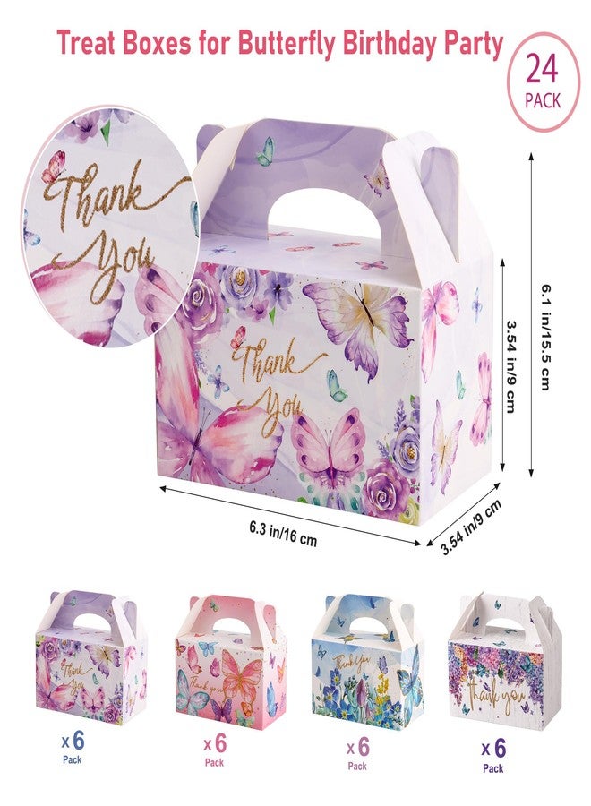 Giiffu Butterfly Party Favor Boxes with Handles - 24 Pack Paper Candy Treat Boxes for Birthday, Baby Shower, Wedding, Goodie Cookie Snacks Gift Box, 6.3 x 3.5 x 3.5 Inch - Image 2