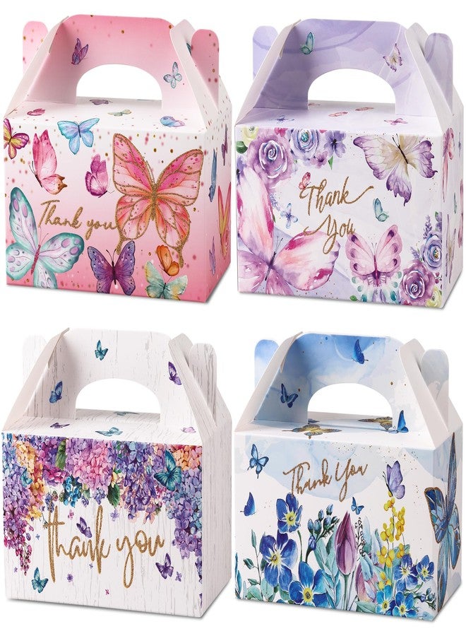 Giiffu Butterfly Party Favor Boxes with Handles - 24 Pack Paper Candy Treat Boxes for Birthday, Baby Shower, Wedding, Goodie Cookie Snacks Gift Box, 6.3 x 3.5 x 3.5 Inch - Image 1