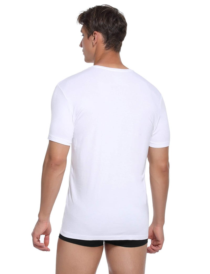 COLORFULLEAF Men's Undershirt Bamboo Rayon V-Neck T-Shirts Short Sleeve Tagless Tees Slim Fit Underwear 3-Pack (White, XL) - Image 5