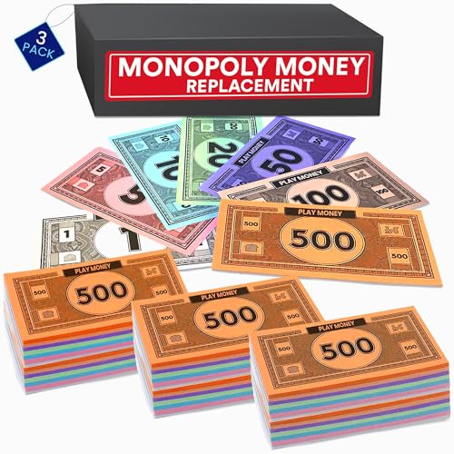 oreven Play Money Compatible for Monoply Money 60 Each Bill Denomination Mixed Colors 1 5 10 20 50 100 and 500 3 Set - Image 1