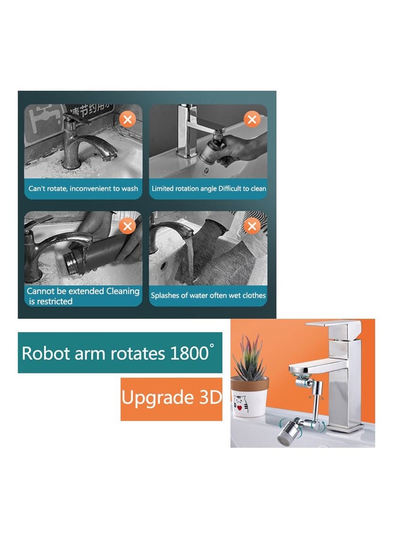 Generic - 1-Piece Robotic Arm 1800 Degree Rotating Universal Faucet, Double Adjustment Multi-function Faucet Extender, Splash-Proof Multi-Joint Faucet - Image 1