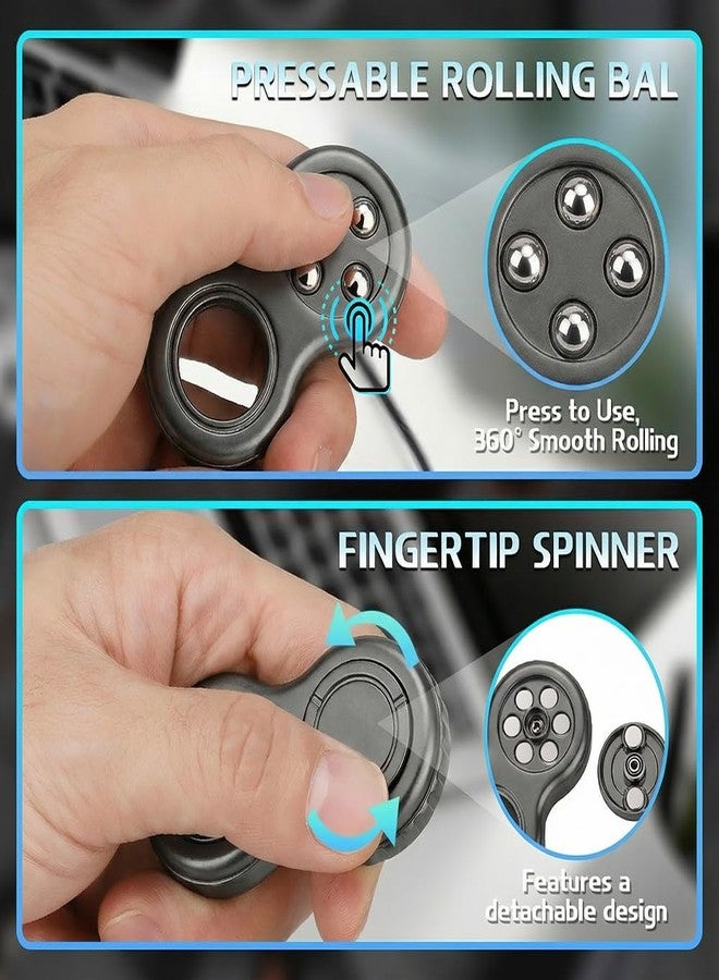 Dilabnba 4 in 1Fidget Toy Finger Ring Sensory Press Botton for Kids Adults, Small Metal EDC Stress Relief Toy Gift for Men Women Office Classroom Prize -Black - Image 2