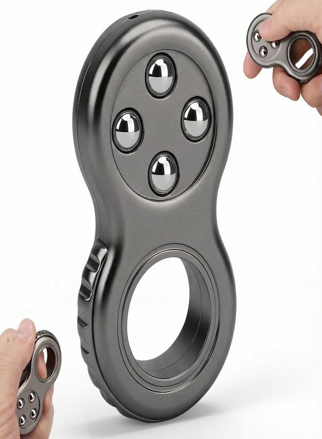 Dilabnba 4 in 1Fidget Toy Finger Ring Sensory Press Botton for Kids Adults, Small Metal EDC Stress Relief Toy Gift for Men Women Office Classroom Prize -Black - Image 1