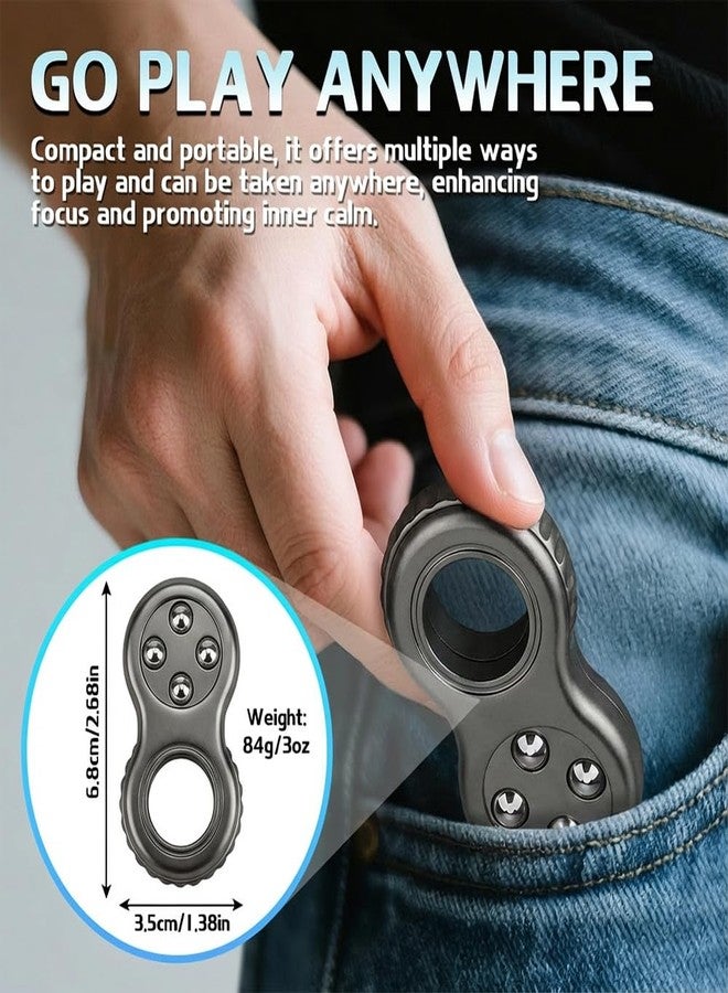 Dilabnba 4 in 1Fidget Toy Finger Ring Sensory Press Botton for Kids Adults, Small Metal EDC Stress Relief Toy Gift for Men Women Office Classroom Prize -Black - Image 4