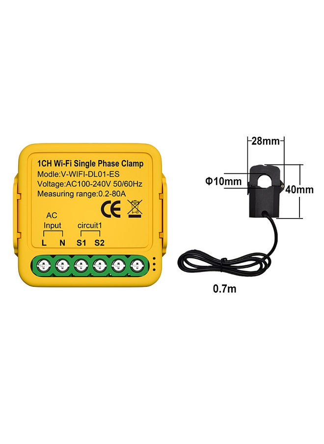 Generic - Tuya WiFi Smart Home Energy Monitor 2.4GHZ Smart Energy Meter Single Phase Consumption Monitor 80A Solar Current Transformer Clamp Power Consumption Monitor - Image 1