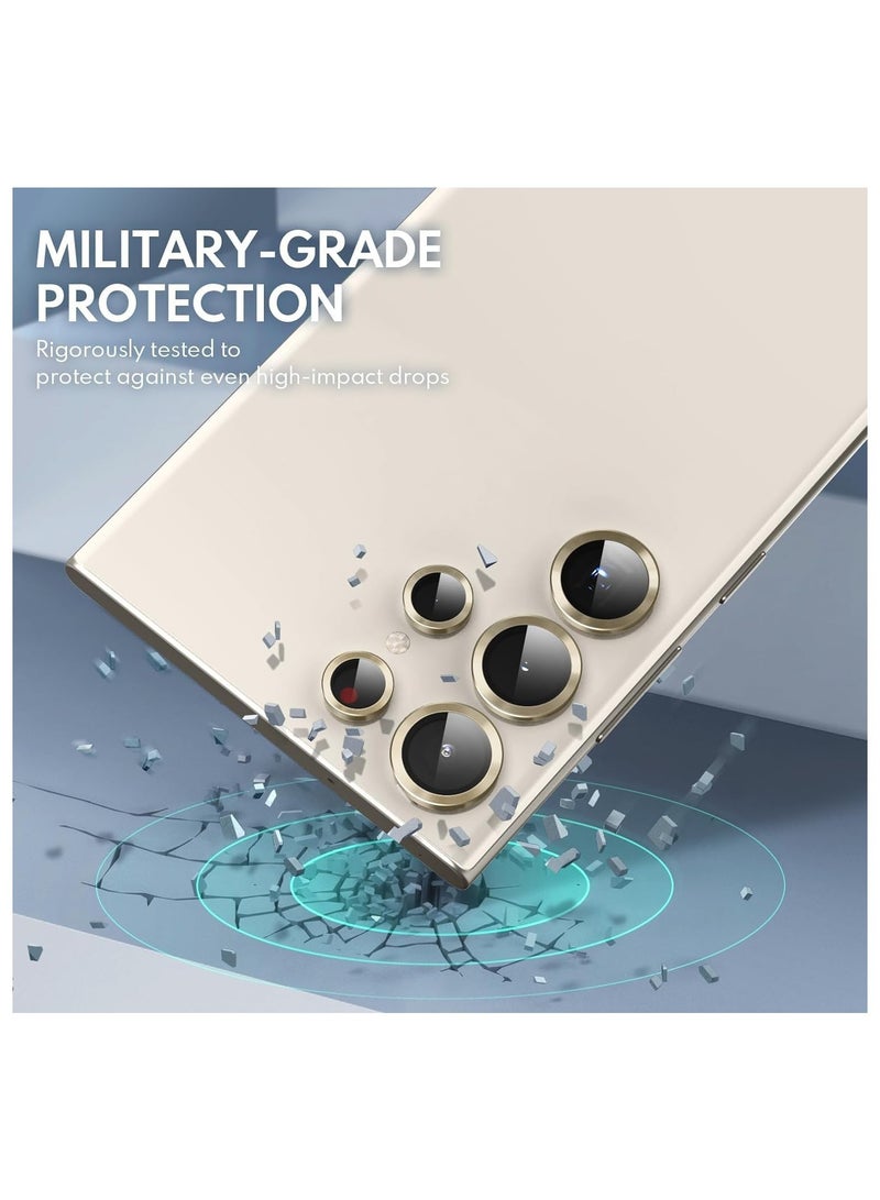 "Gold Tempered Glass Camera Lens Protectors for Samsung Galaxy S24 Ultra 5G – Full Coverage, Ultra HD, 9H Hardness, Anti-Scratch" - Image 3
