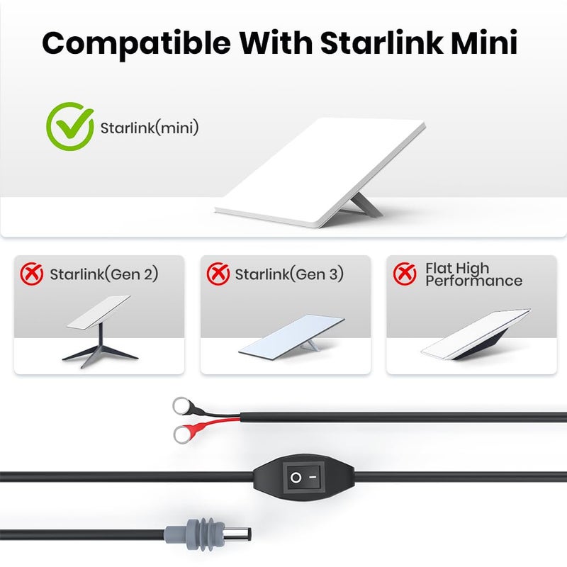XTAR Starlink Mini O-Ring DC Charging Cable,3M/10FT Starlink Mini Power Cable with Switch (CB8) - Image 2