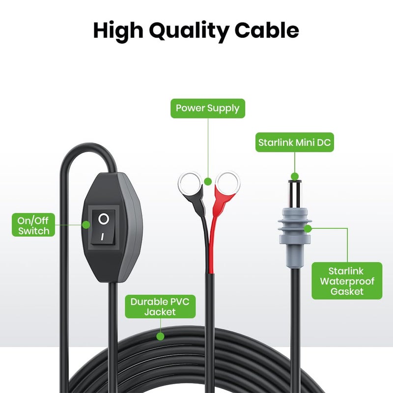 XTAR Starlink Mini O-Ring DC Charging Cable,3M/10FT Starlink Mini Power Cable with Switch (CB8) - Image 3