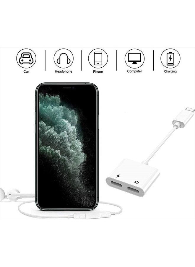 [Apple MFi Certified] 2PACK iPhone Lightning to 2 Lightning Adapter, Dual Lightning AUX + Charger Adapter Dongle Cable Splitter Compatible with iPhone 12/11/SE/X/XR/XS/8/7/6 Support Call + Charging