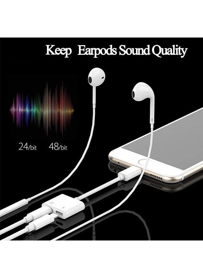 [Apple MFi Certified] 2PACK iPhone Lightning to 2 Lightning Adapter, Dual Lightning AUX + Charger Adapter Dongle Cable Splitter Compatible with iPhone 12/11/SE/X/XR/XS/8/7/6 Support Call + Charging