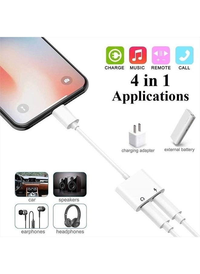 [Apple MFi Certified] 2PACK iPhone Lightning to 2 Lightning Adapter, Dual Lightning AUX + Charger Adapter Dongle Cable Splitter Compatible with iPhone 12/11/SE/X/XR/XS/8/7/6 Support Call + Charging