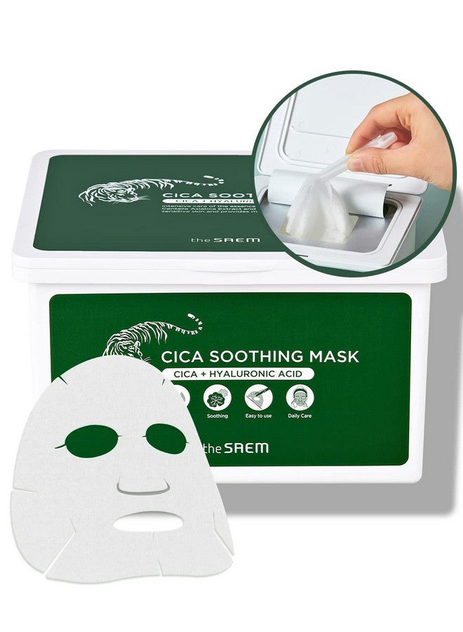 THESAEM Cica Soothing Mask 30ea - Daily Calming Facial Mask Sheet - Centella Asiatica, Hyaluronic Acid, and Panthenol - Moisturizing Essence with Vegan Sheet - Korean Skincare - Image 1