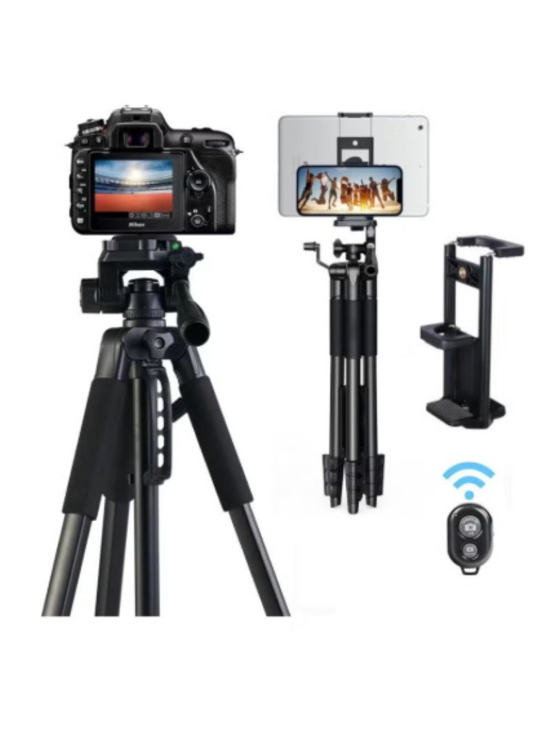 Generic Camera Tripod with Travel Bag, Phone Tripod with Wireless Remote & Phone Holder, Aluminum, for DSLR Cameras & Mobile Photography 