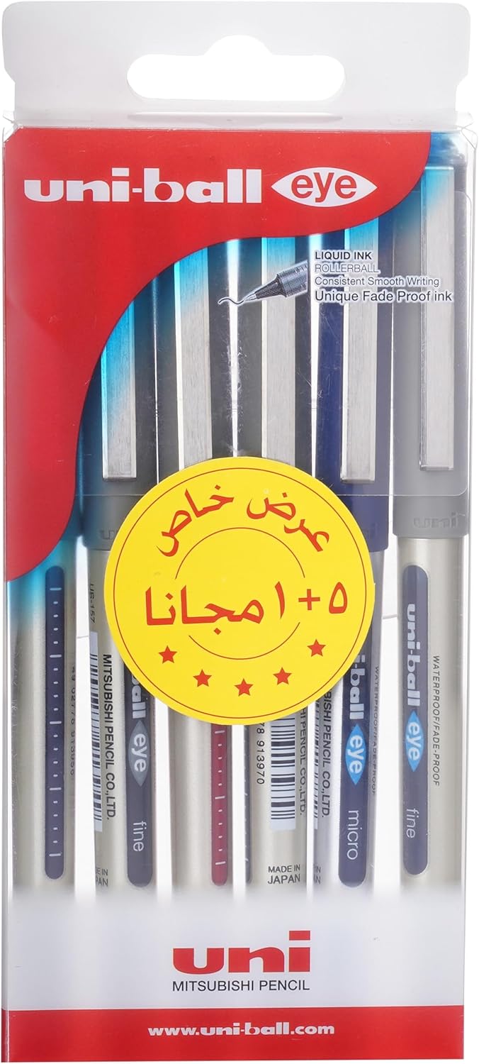 Uniball uni-ball EYE Fine Multicolor Rollerball Pen Set Pack of 6 - Image 2