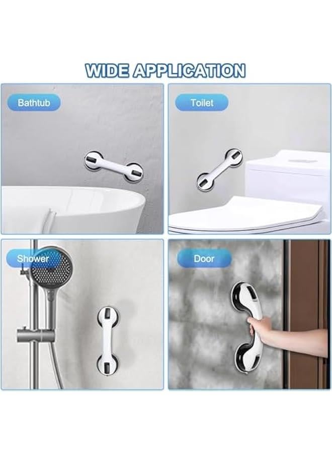 MOXO 2 Pack Shower Handle 12 inch Grab Bars Strong Hold Suction Cup Handle NoPunch Bathroom Handrail Balance Assist Suitable for Seniors Elderly Handicap，Black - Image 5