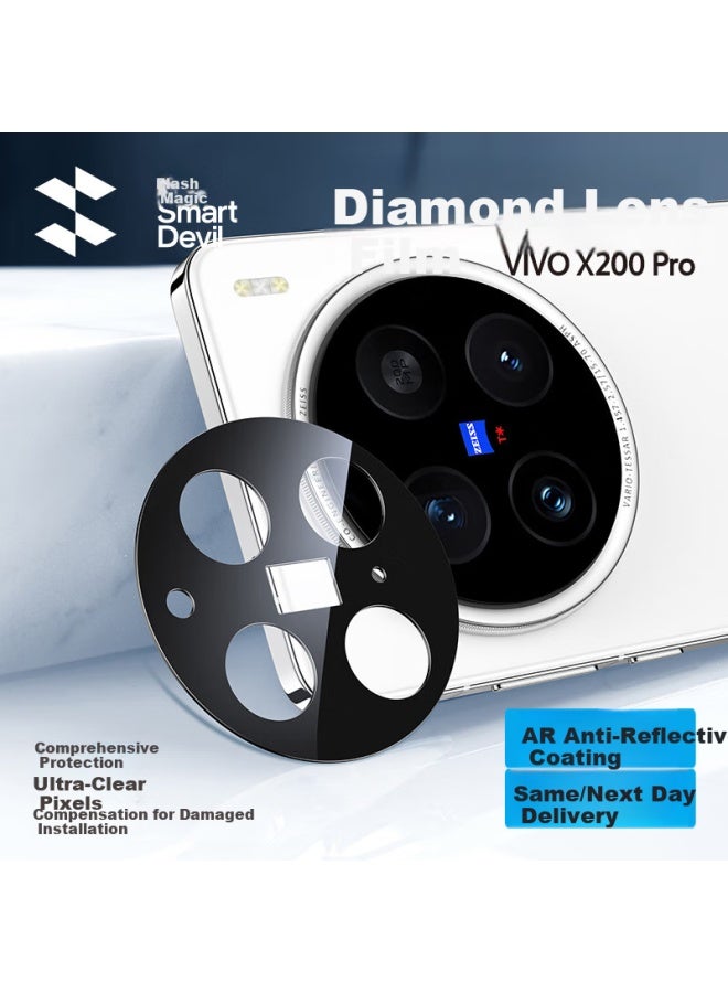 SmartDevil حامي عدسة الكاميرا المتوافق مع Vivo X200 Pro، حامي عدسة الهاتف X200Pro، فيلم حماية كامل مضاد للصدمات مع طلاء مضاد للانعكاس، مجموعة حامي عدسة ماسية - Image 1