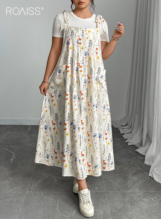 رويس فستان نسائي كاجوال بمقاس كبير بحمالات قابلة للتعديل للارتداء اليومي - Image 1