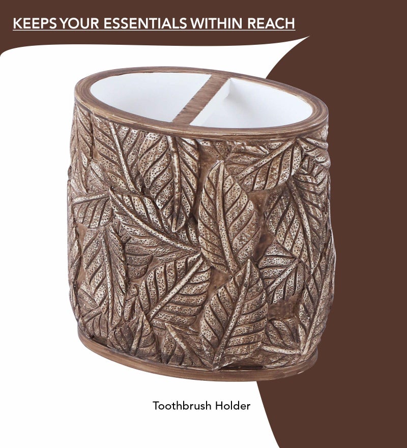 Obsessions Polyresin 4 Pcs Bathroom Set_Brown - Image 4