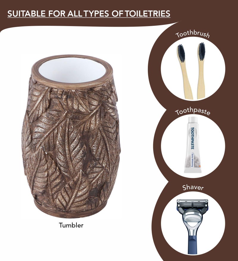 Obsessions Polyresin 4 Pcs Bathroom Set_Brown - Image 5