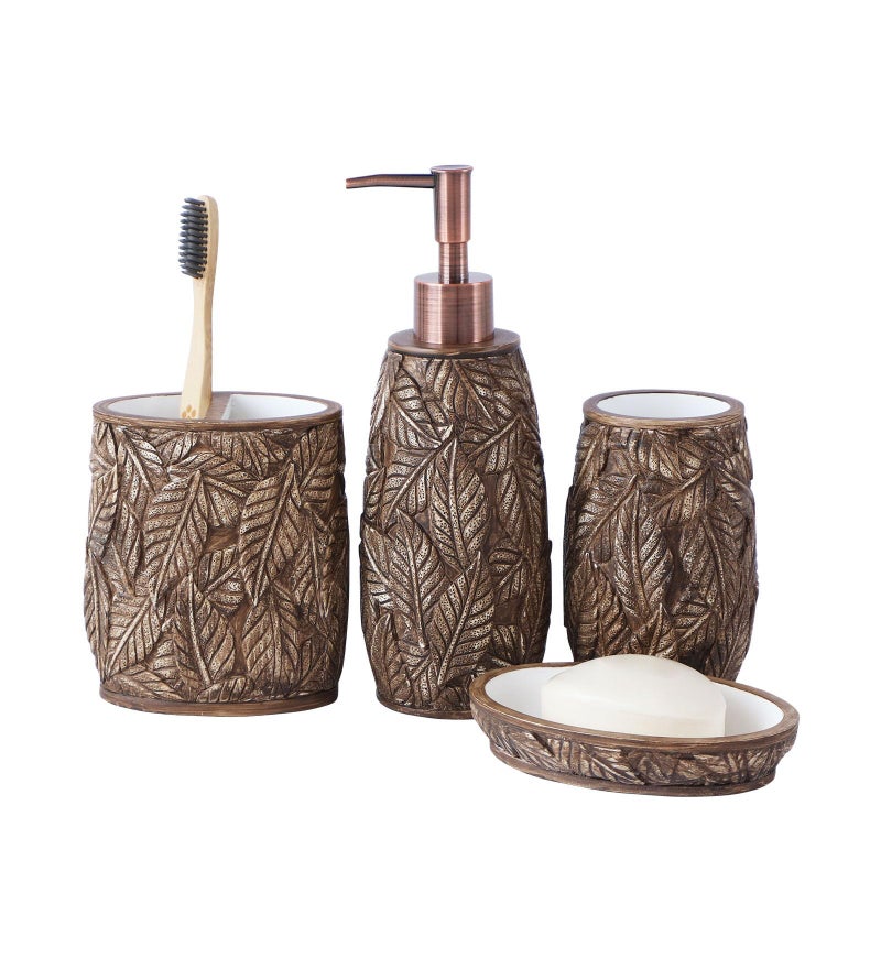 Obsessions Polyresin 4 Pcs Bathroom Set_Brown - Image 2