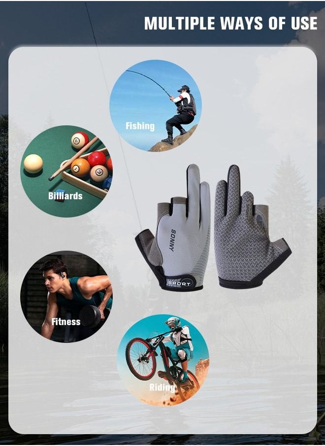 GROIC Fishing Gloves 3 Cut Fingers Flexible Sun Gloves, Lightweight Breathable Fishing Gloves for Photography Fly Fishing Running Hiking Jogging Cycling Walking Kayaking Paddling Driving  - Image 3