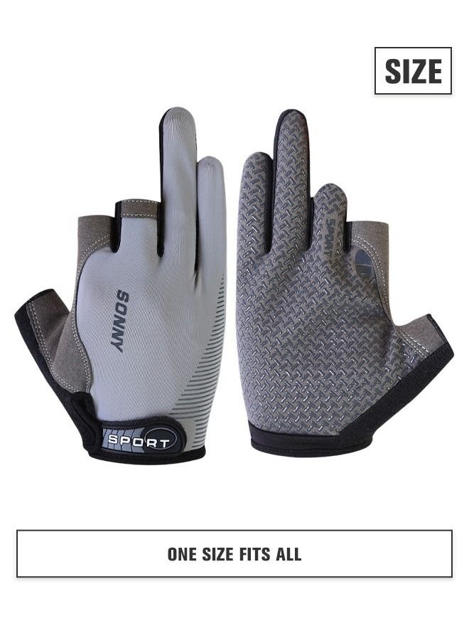 GROIC - Fishing Gloves 3 Cut Fingers Flexible Sun Gloves, Lightweight Breathable Fishing Gloves for Photography Fly Fishing Running Hiking Jogging Cycling Walking Kayaking Paddling Driving - Image 1