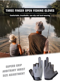 GROIC Fishing Gloves 3 Cut Fingers Flexible Sun Gloves, Lightweight Breathable Fishing Gloves for Photography Fly Fishing Running Hiking Jogging Cycling Walking Kayaking Paddling Driving  - Image 2