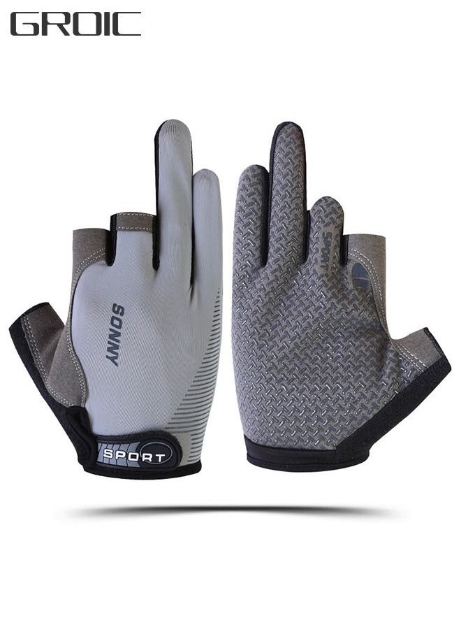 GROIC Fishing Gloves 3 Cut Fingers Flexible Sun Gloves, Lightweight Breathable Fishing Gloves for Photography Fly Fishing Running Hiking Jogging Cycling Walking Kayaking Paddling Driving  - Image 1