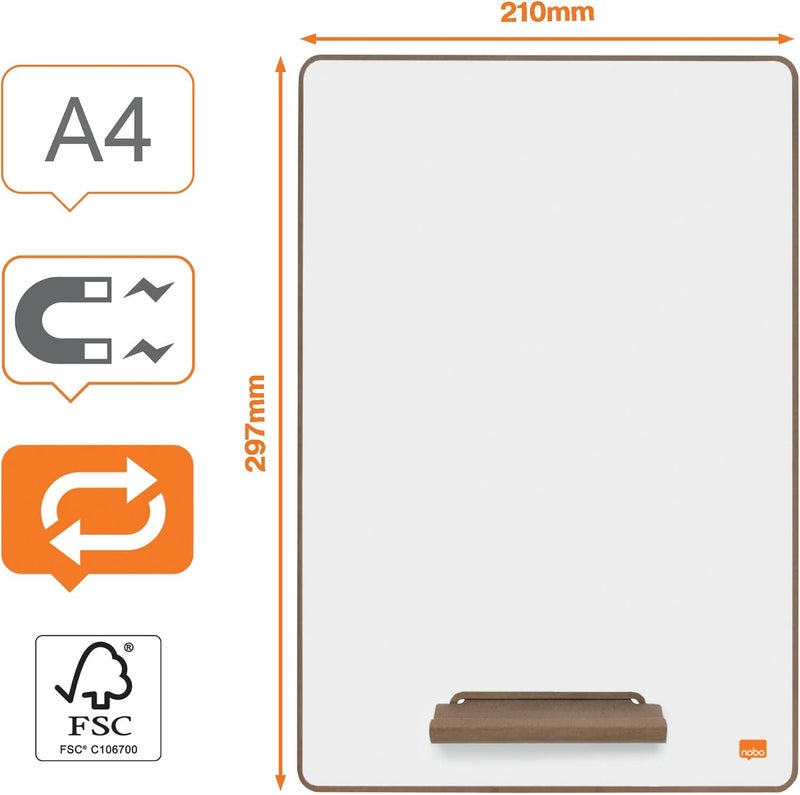 Nobo Mini Whiteboard A4 Set of 4 Double Sided Small Whiteboard Boards Ideal for School, Home and Office, Noteboard, Coaching & Training, 1915710 - Image 3