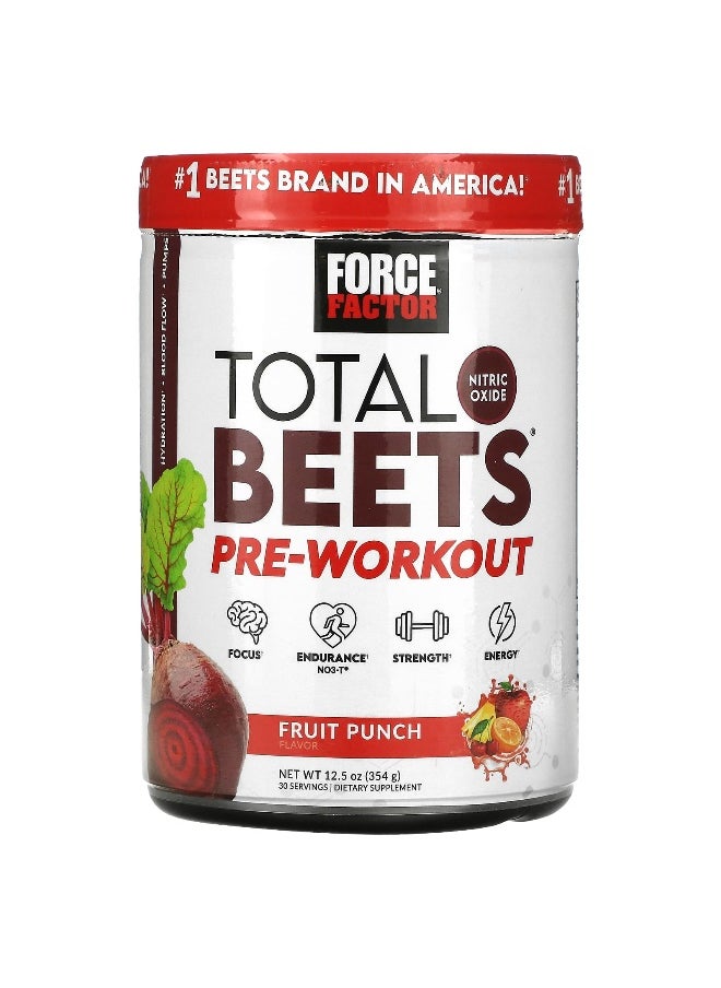 Force Factor Force Factor, Total Beets®, Pre-Workout, Fruit Punch, 12.5 oz (354 g)  - Image 1