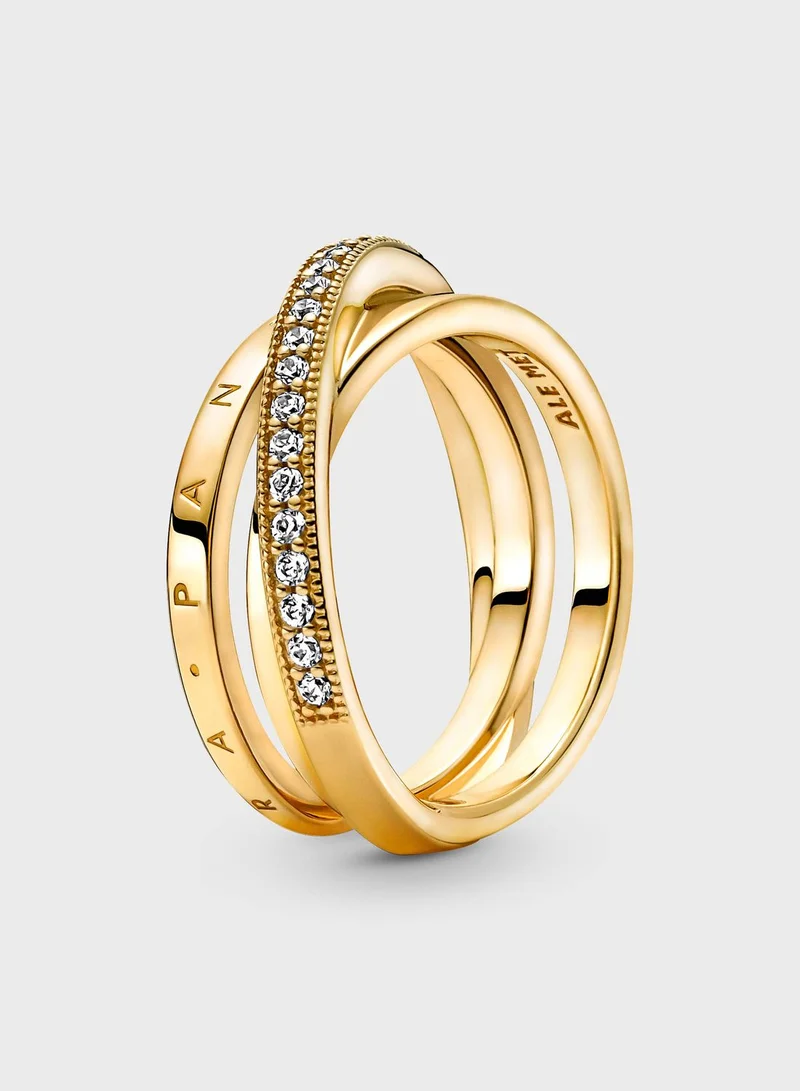 PANDORA Crossover PavÃ© Triple Band Ring