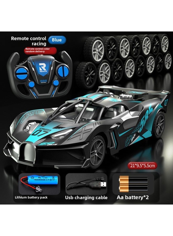 Remote Control Car Charging Version Artificial Wireless Racing Car Can Drift Mini Electric Kidsren's Boy High-Speed Toy Car-Color:Large Size 21cm- Bogadi Sports Car 【black And Blue】-Proportion:Recommended 【signal Upgrade Model/long Distance/multiple Units Playing Without Cross-frequency/two Sets Of Lithium Batteries】 Battery Life Is About 60 Minutes