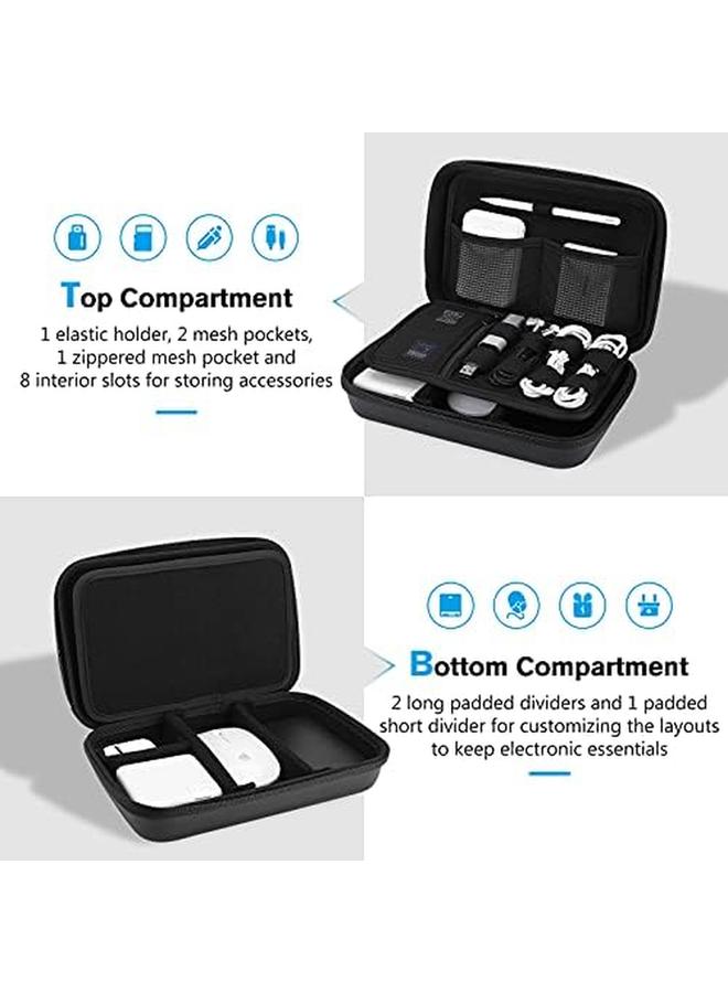 Procases Hard Travel Electronic Organizer Case For Macbook Power Adapter Chargers Cables Power Bank Apple Magic Mouse Apple Pencil Usb Flash Disk Sd Card Small Portable Accessories Bag Black - Image 2