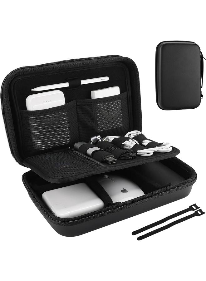 Procases Hard Travel Electronic Organizer Case For Macbook Power Adapter Chargers Cables Power Bank Apple Magic Mouse Apple Pencil Usb Flash Disk Sd Card Small Portable Accessories Bag Black - Image 1