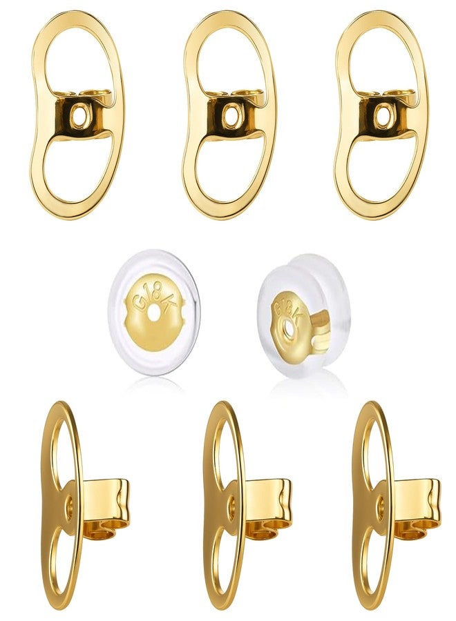 Goffing Earring Backs for Droopy Ears, Adjustable Heavy Earrings Lifters Backs, 8 Pairs Replacements (6 Gold + 2 Silicone) - Image 1