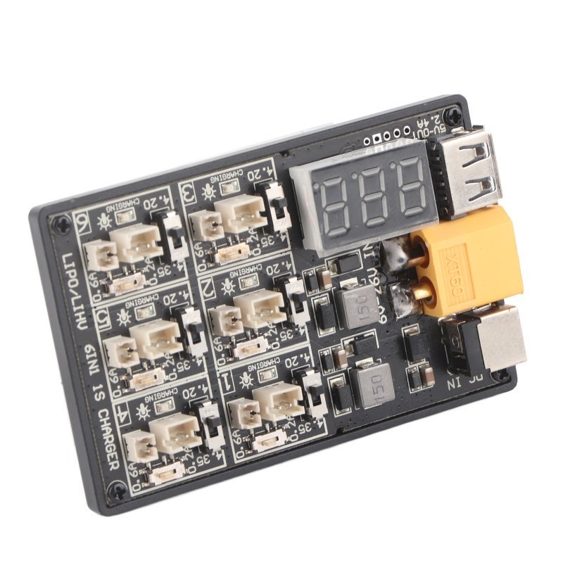 6-Port Universal Lipo Battery Charger with Dual 0.2A/0.6A Output and LED Indicator for RC Cars Drones Smartphones Tablets Power Banks Portable Devices - Image 4