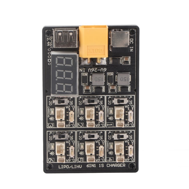 6-Port Universal Lipo Battery Charger with Dual 0.2A/0.6A Output and LED Indicator for RC Cars Drones Smartphones Tablets Power Banks Portable Devices - Image 1