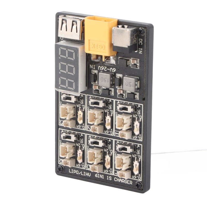 6-Port Universal Lipo Battery Charger with Dual 0.2A/0.6A Output and LED Indicator for RC Cars Drones Smartphones Tablets Power Banks Portable Devices - Image 2