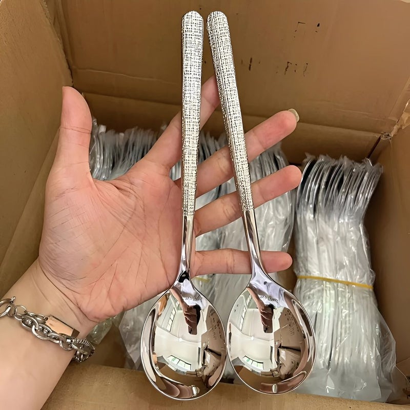 4Pcs Stainless Steel Serving Spoon Large Round With Short Handle And Drain Hole - Image 1