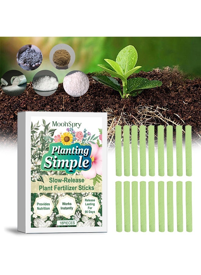 MOONSPRY Slow-Release Plant Fertilizer Sticks，Household Flower Fertilizer, Indoor Plant Food Fertilizer Spikes, Spikes Plant Nutrient for Fruit Trees, Vegetables, Flowers, Medicinal Materials Roots and Tubers 18 pieces - Image 1