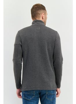 Avalanche Men Mock Neck Heather Long Sleeves Sweatshirt, Dark Grey  - Image 2