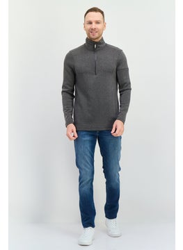 Avalanche Men Mock Neck Heather Long Sleeves Sweatshirt, Dark Grey  - Image 4