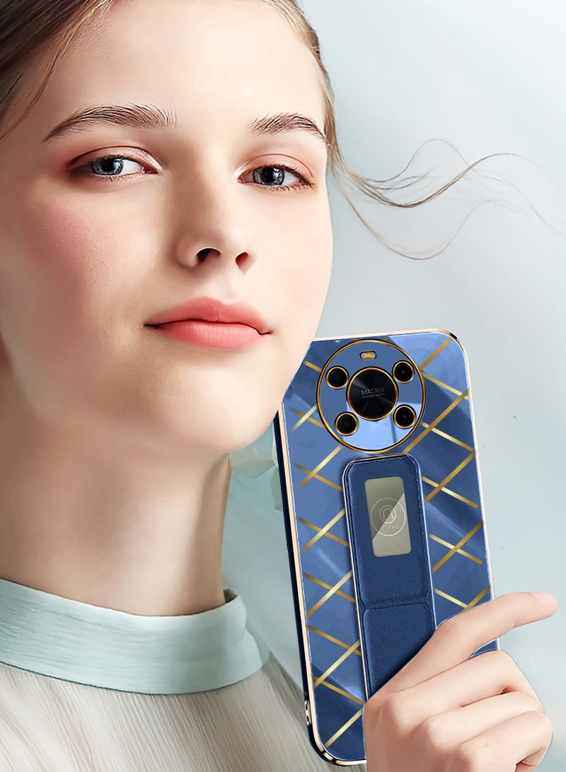 Wtech Luxury Electroplating Wrist Strap Case Cover For Honor X9 5G Navy Blue - Image 3