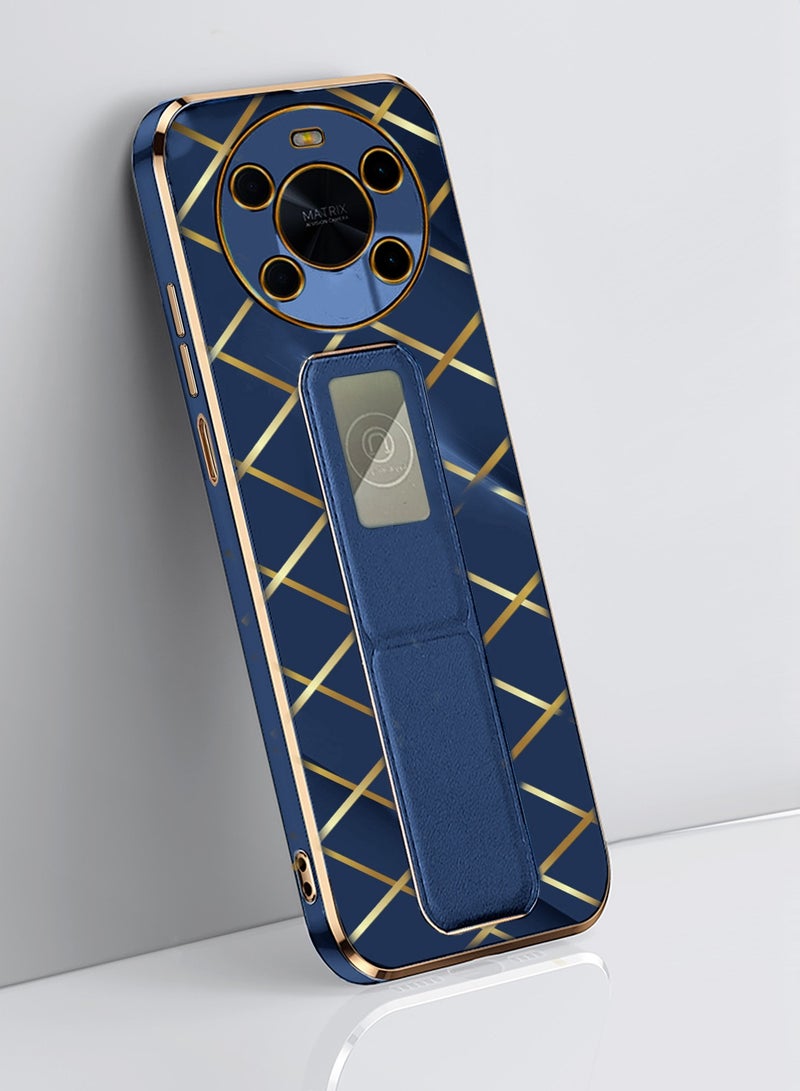 Wtech Luxury Electroplating Wrist Strap Case Cover For Honor X9 5G Navy Blue - Image 4