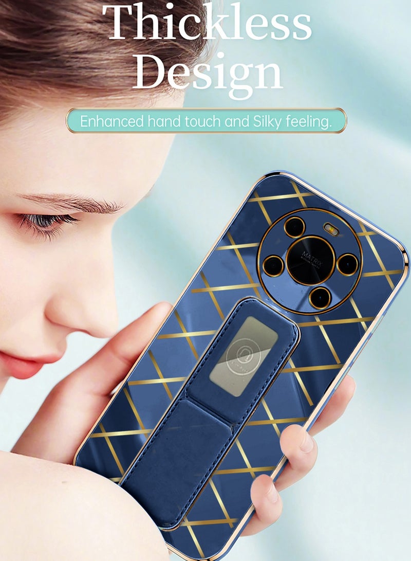 Wtech Luxury Electroplating Wrist Strap Case Cover For Honor X9 5G Navy Blue - Image 2