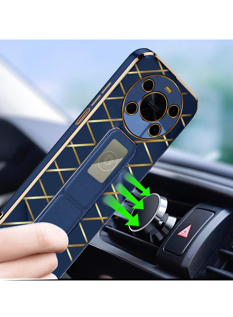 Wtech Luxury Electroplating Wrist Strap Case Cover For Honor X9 5G Navy Blue - Image 5