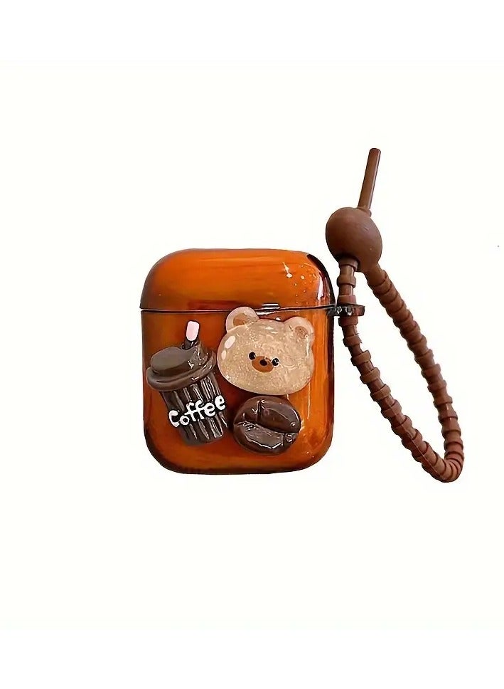 Home Clearance Sale Wind caramel colored 3D teddy bear with chain AirPodspro protective case iPhone wireless headphone case For Airpods1/2  - Image 1