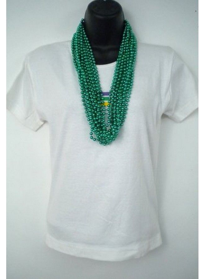 Mardi Gras Spot 33 Inch 07Mm Round Metallic Green Mardi Gras Beads 6 Dozen (72 Necklaces)  - Image 3