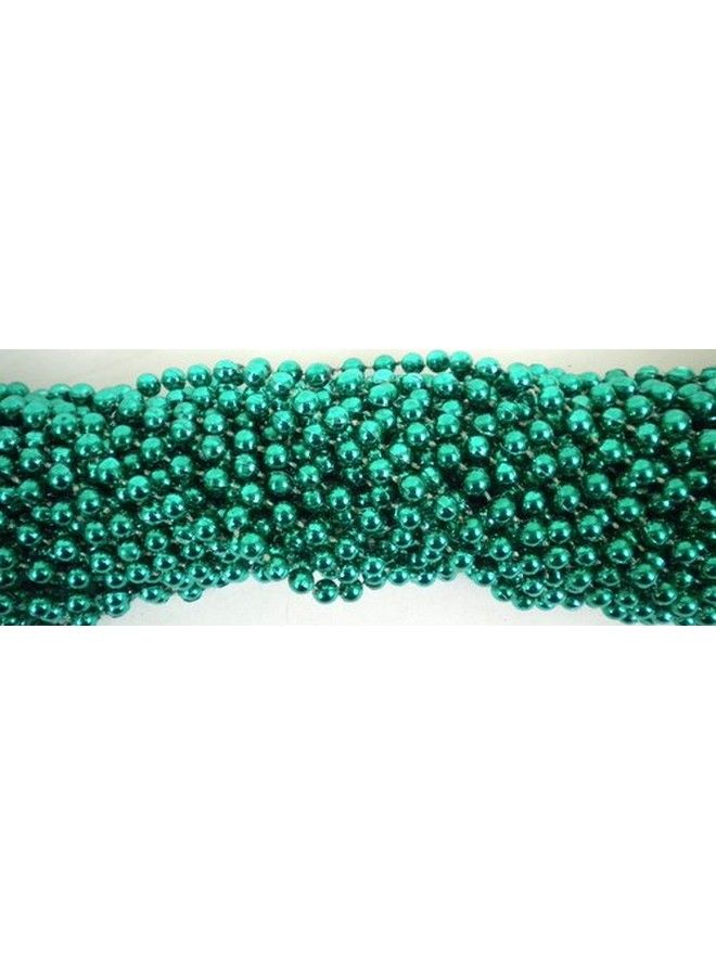 Mardi Gras Spot 33 Inch 07Mm Round Metallic Green Mardi Gras Beads 6 Dozen (72 Necklaces)  - Image 2