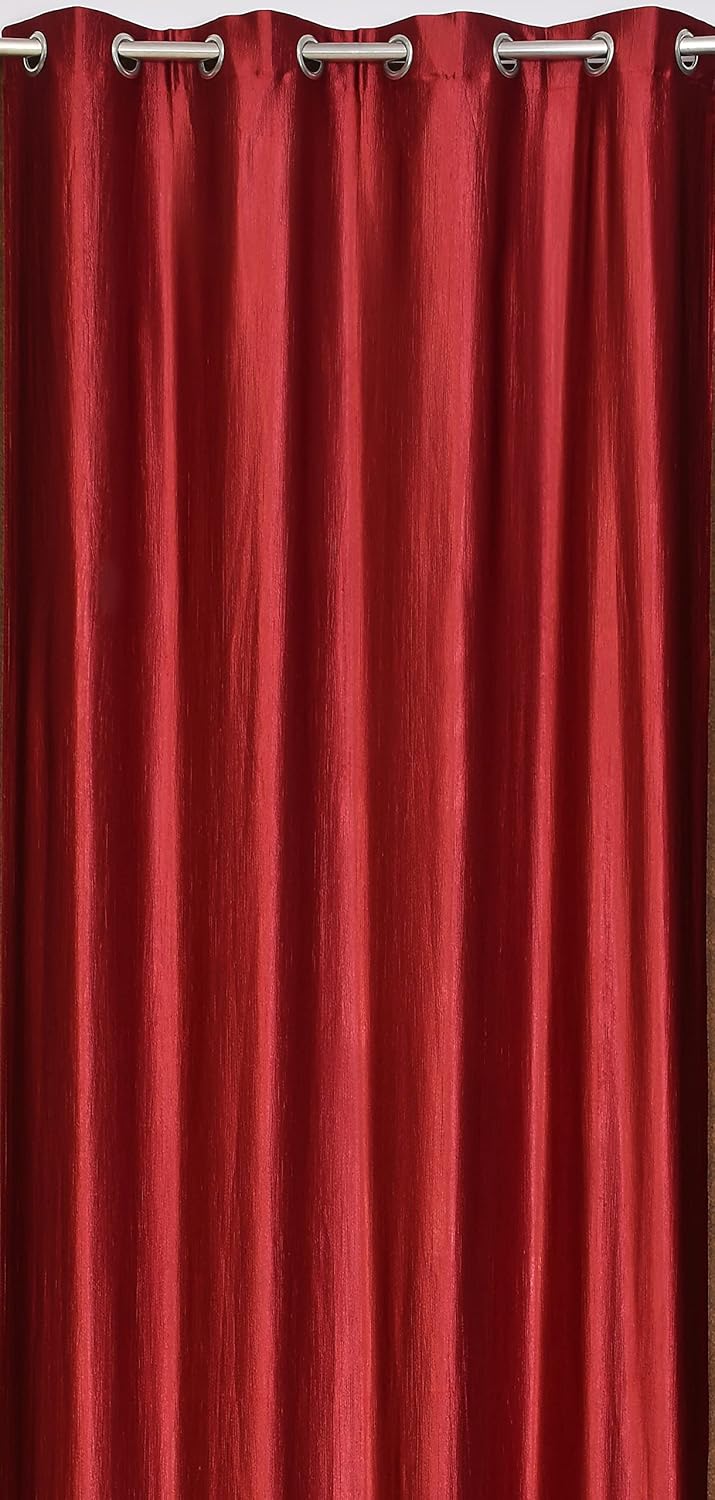 Decoholic Faux Texture Pro Solid Durable Heavy Polyester Fabric Insulated Grommet CurtainsDrapes for BedroomLiving Room Door 8 feet 1 Panel Maroon - Image 3